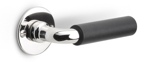 1923MRR50 - unsprung lever handle on rose bright nickel/ebony wood