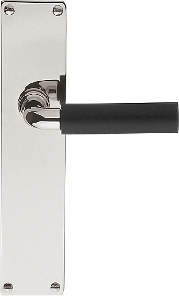 1923MPSFC - unsprung lever handle on blank plate bright nickel/ebony wood