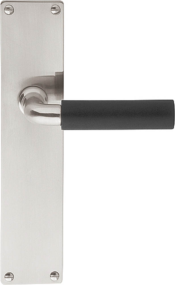 1923MPSFC - unsprung lever handle on blank plate satin nickel/ebony wood