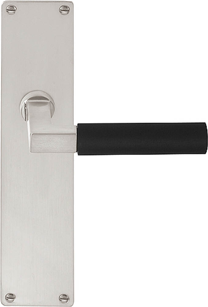1930MPSFC - unsprung lever handle on blank plate satin nickel/ebony wood
