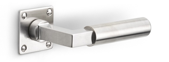 1930MRV45 - unsprung lever handle on rose satin nickel