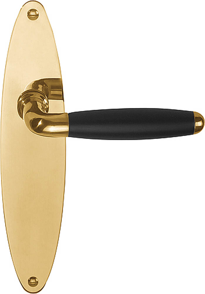 1932MPOSFC - unsprung lever handle on oval blank plate brass unlacquered/ebony wood