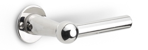 1910LMRR38 - unsprung lever handle on rose bright nickel