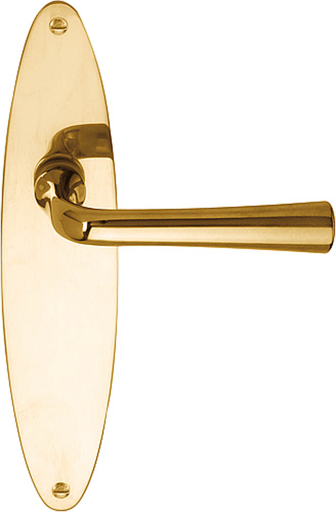 1948MPOSFC - unsprung lever handle on oval blank plate brass unlacquered
