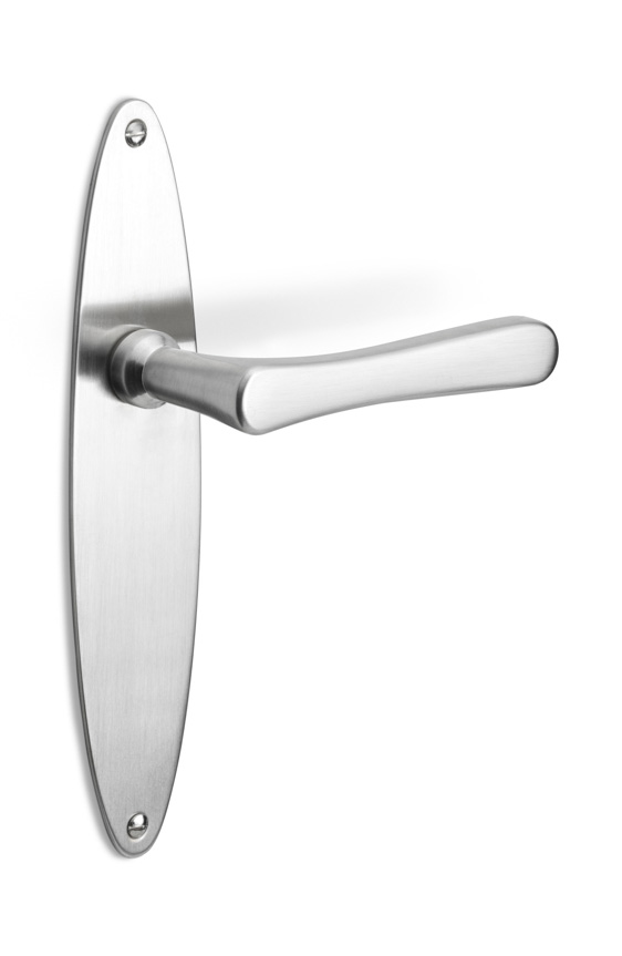 1935MPOSFC - unsprung lever handle on oval blank plate satin nickel