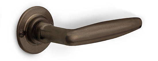 1938GRR50 - solid sprung door handle on round rose satin nickel
