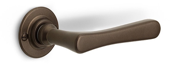 1935GRR50 - solid sprung door handle on round rose bronze