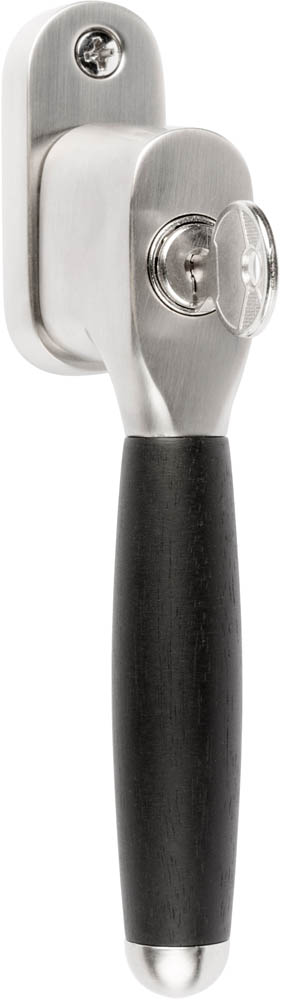 1932-DK-A - locking tilt and turn window handle satin nickel/ebony wood