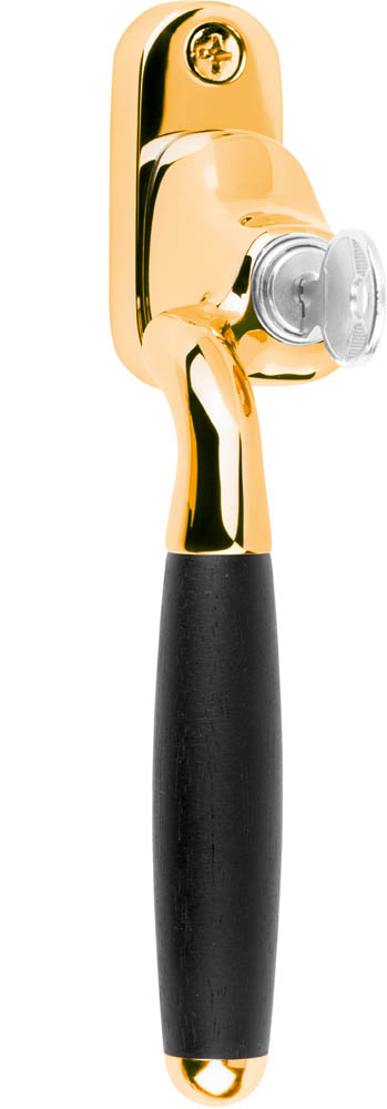 1932-DK-FA - L TIMELESS 1932-DK-FA locking offset tilt and turn window handle brass unlacquered/ebony wood left-turning