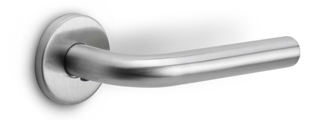 LB3-19 - sprung lever handle on rose EN1906 class 3 satin stainless steel
