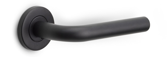 LB3L-19 - sprung lever handle on rose EN1906 class 3 satin black