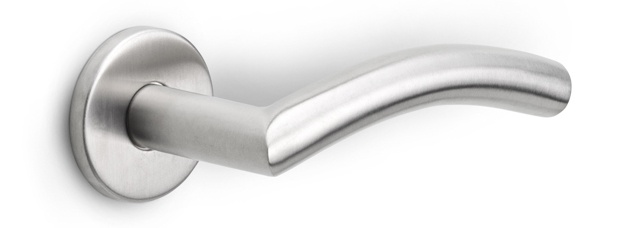 LB4-19 - sprung lever handle on rose EN1906 class 3 satin stainless steel