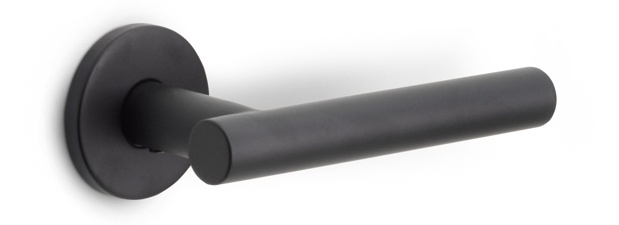 LB7-19 - sprung lever handle on rose EN1906 class 3 satin black