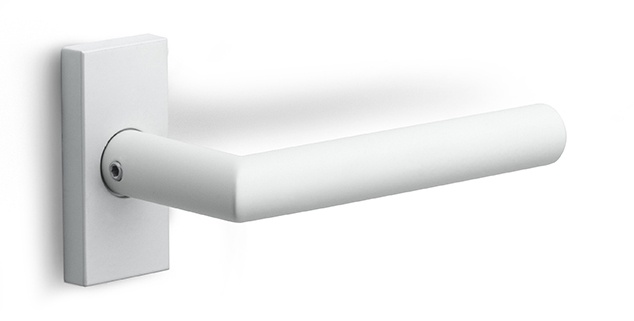 LB2-19Q32 - sprung lever handle on rose white