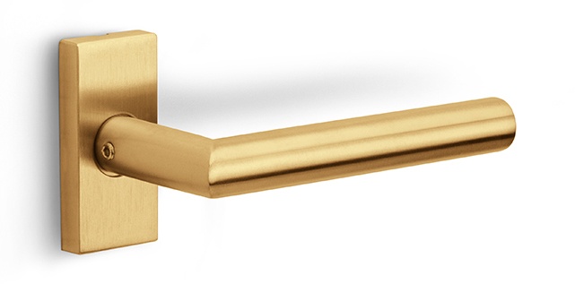 LB2-19Q32 - sprung lever handle on rose PVD satin gold
