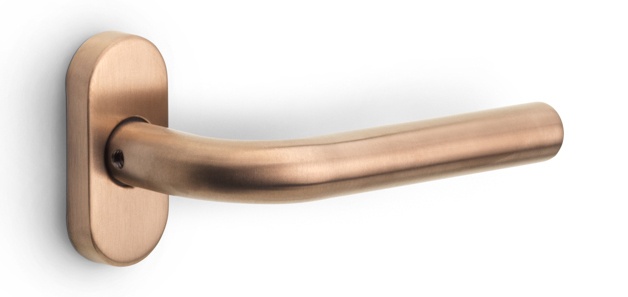 LB3-19B32 - sprung lever handle on rose PVD light bronze