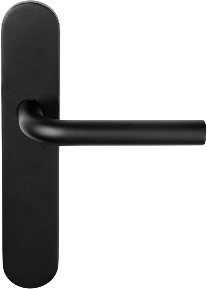LB3-19P13SFC - sprung lever handle on blank plate satin black