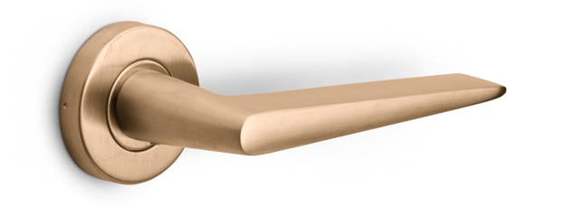 LB21H - sprung door handle on rose PVD light bronze