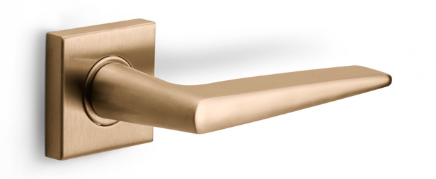 LB21H - sprung door handle on square rose satin black