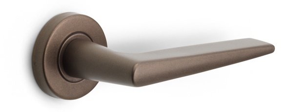LB21H - sprung door handle on rose PVD light bronze