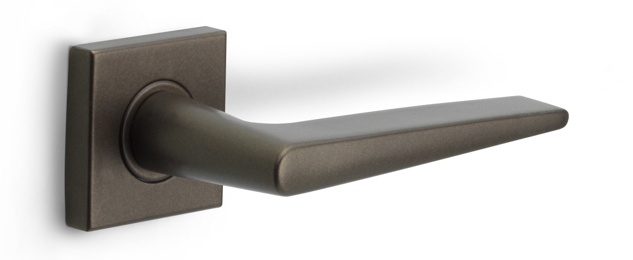 LB21H/BSQ - sprung lever handle on rose bronze
