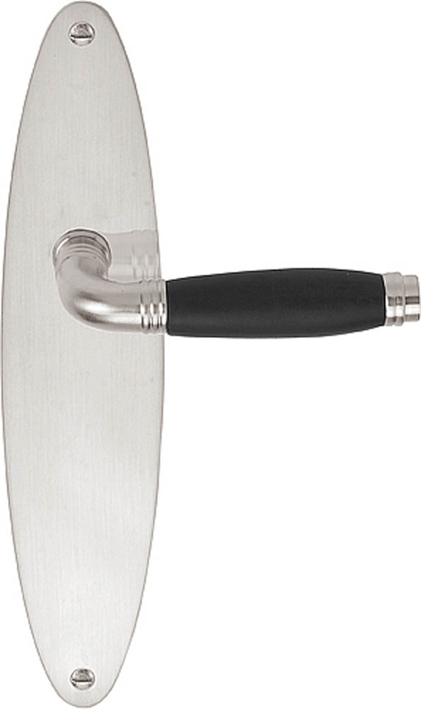 1934MPOSFC - unsprung lever handle on oval blank plate satin nickel/ebony wood