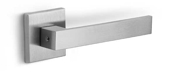 LSQ2CB - solid unsprung door handle with short neck on rose satin black