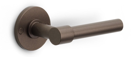 PBL15/50 - solid double sprung door handle on rose satin stainless steel
