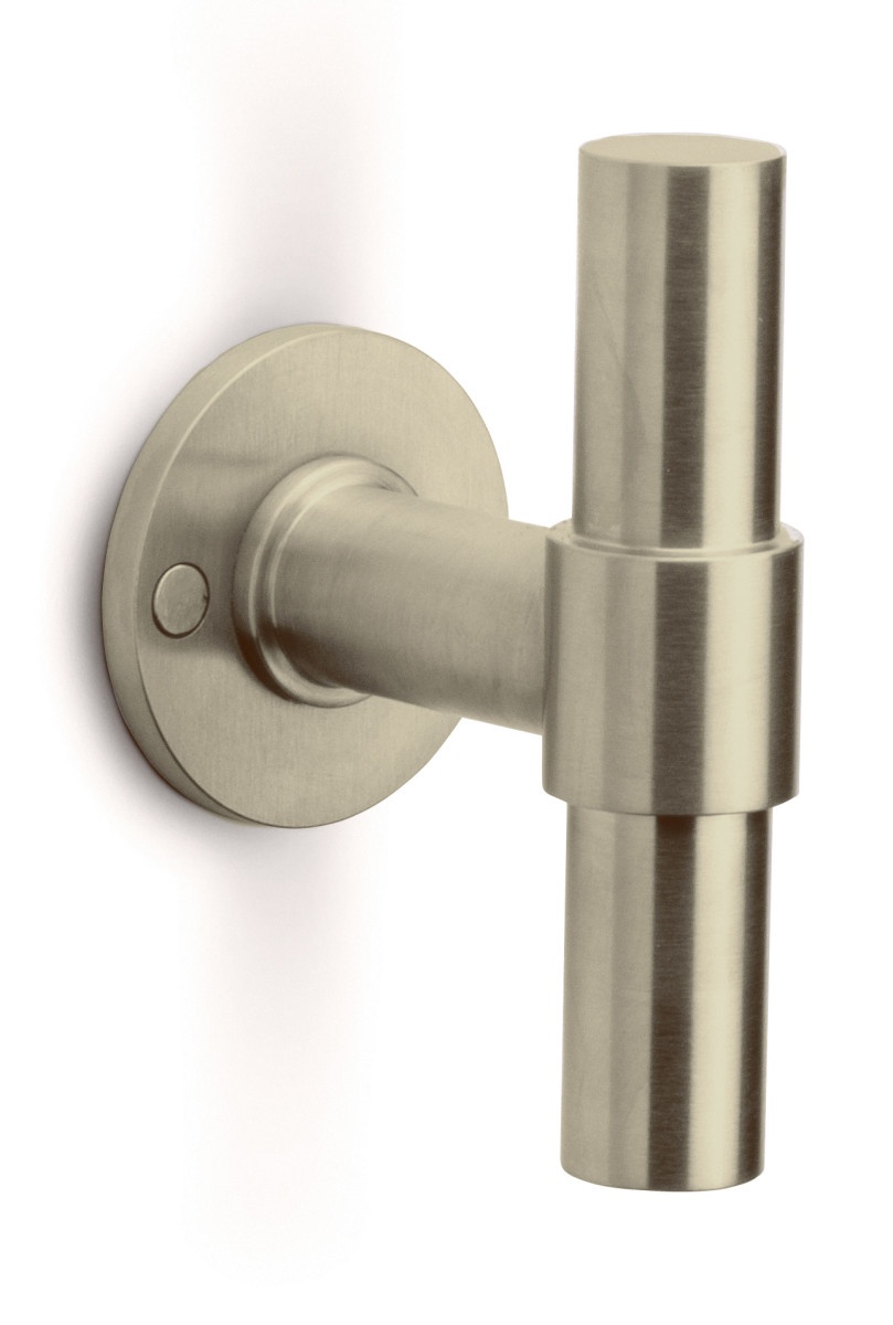 PBT20/50 - solid double sprung door handle on rose PVD champagne