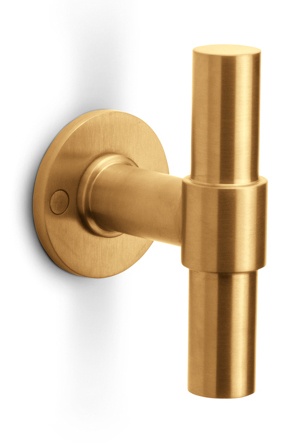 PBT20/50 - solid double sprung door handle on rose PVD champagne