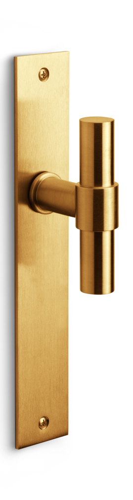 PBT20P236SFC - unsprung lever handle on blank plate PVD satin gold