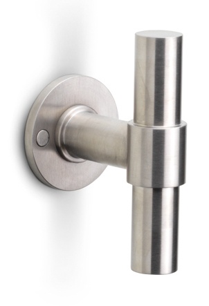 PBT20/50 - solid double sprung door handle on rose PVD champagne
