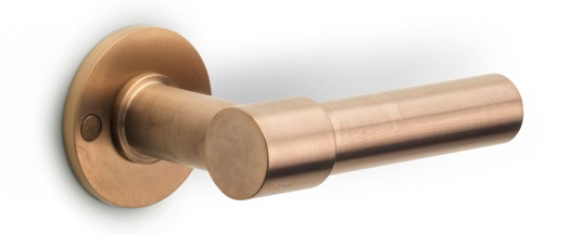 PBL20/50 - solid double sprung door handle on rose PVD champagne