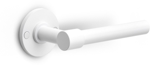 PBL15XL/50 - solid double sprung door handle on rose  satin stainless steel