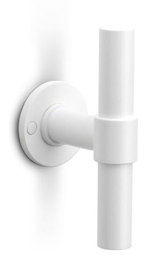 PBT20XL/50 - solid double sprung door handle on rose  satin stainless steel