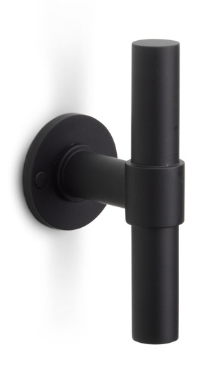 PBT20XL/50 - solid double sprung door handle on rose  satin stainless steel