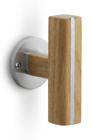 PBT22V/50 - fixed knob on rose satin stainless steel/oak wood