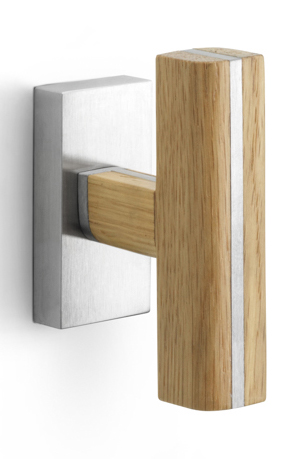 PBT22-DK - non-locking tilt and turn window handle satin stainless steel/oak wood