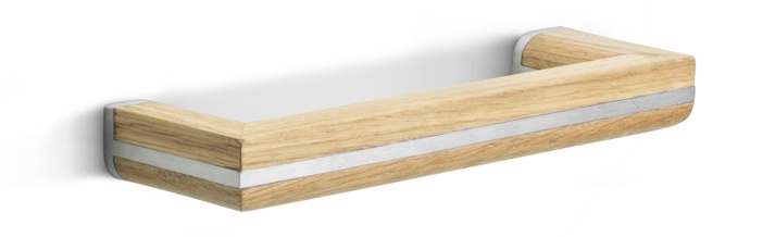 PB22/160 - cabinet handle 160mm c.t.c. satin stainless steel/oak wood