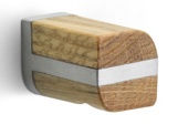 PB22M - cabinet knob satin stainless steel/oak wood