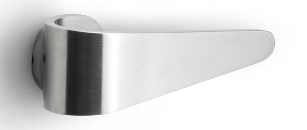 TB100 - solid sprung door handle on hidden rose  satin stainless steel