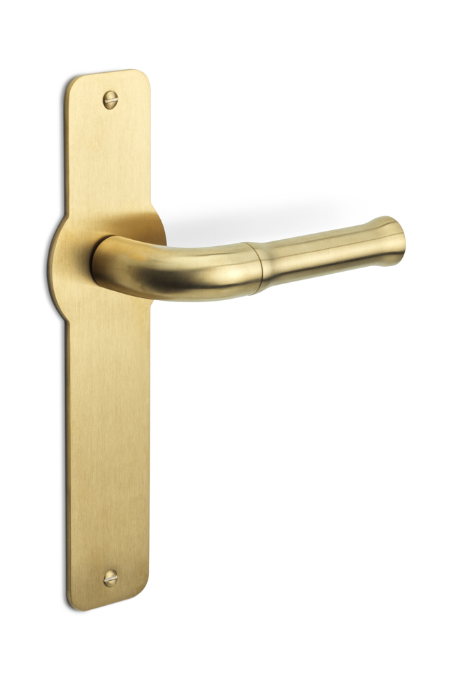 EV100P210SFC - unsprung lever handle on blank plate PVD satin gold