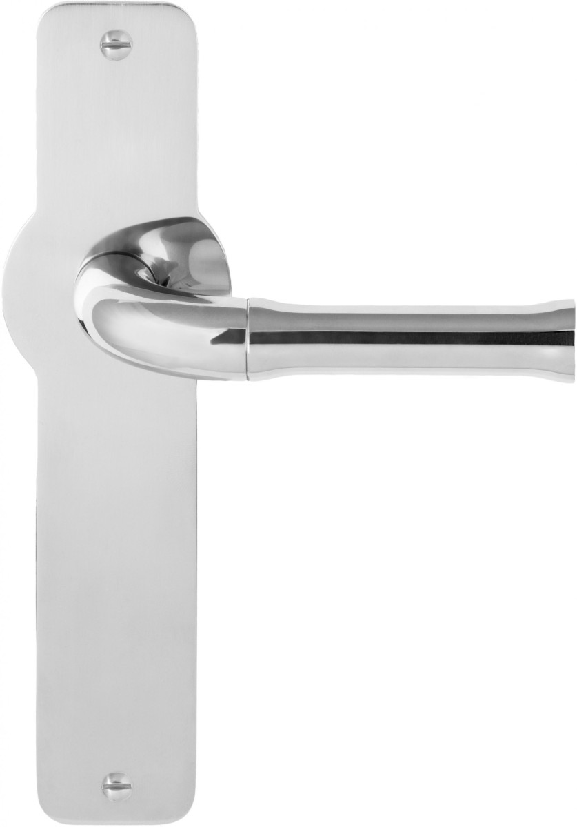 EV100P210SFC - unsprung lever handle on blank plate polished stainless steel