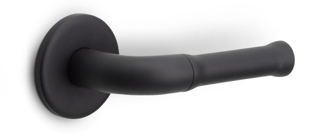 EV100/64 - solid double sprung door handle on rose satin black