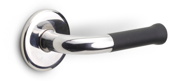 EV101/64 - solid double sprung door handle on rose satin black