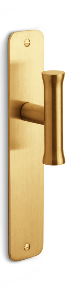 EV102ZLP211SFC - unsprung lever handle without logo on blank plate PVD satin gold