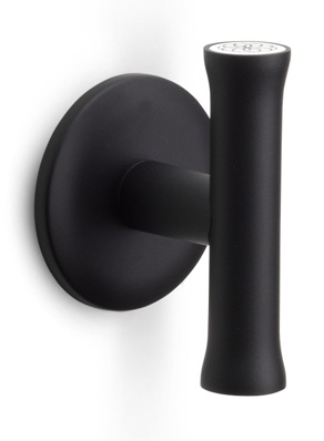 EV102/64 - solid unsprung door handle on rose satin black