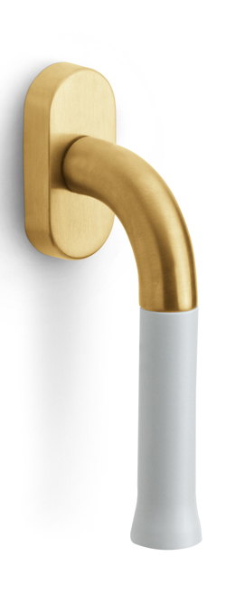 EV101-DK-O - non-locking tilt and turn window handle PVD satin gold/white