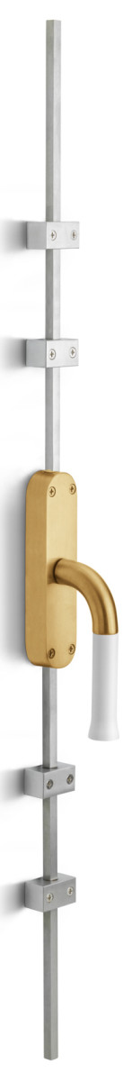 KO-EV101 - L NOUR KO-EV101 espagnolette bolt PVD satin gold/white left-turning (rods in satin stainless steel)