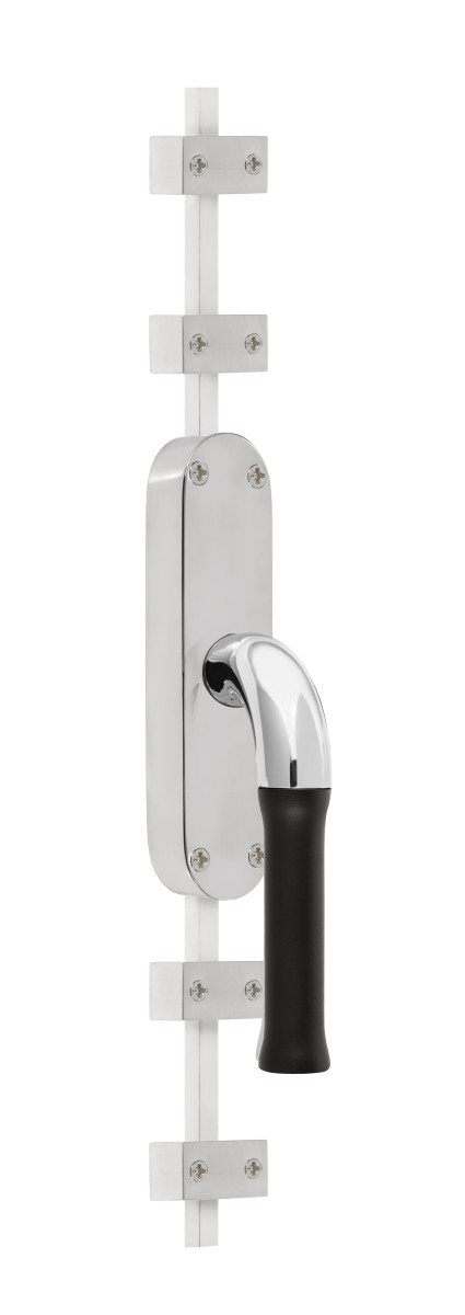 KO-EV101 - R NOUR KO-EV101 espagnolette bolt polished stainless steel/satin black right-turning (rods in polished stainless steel)